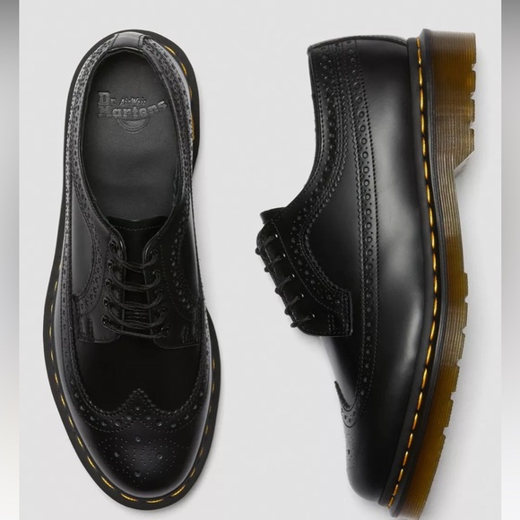 NWT Doc Martens 3989 Yellow Stitch Smooth Leather Brogue Shoes - Picture 5 of 16